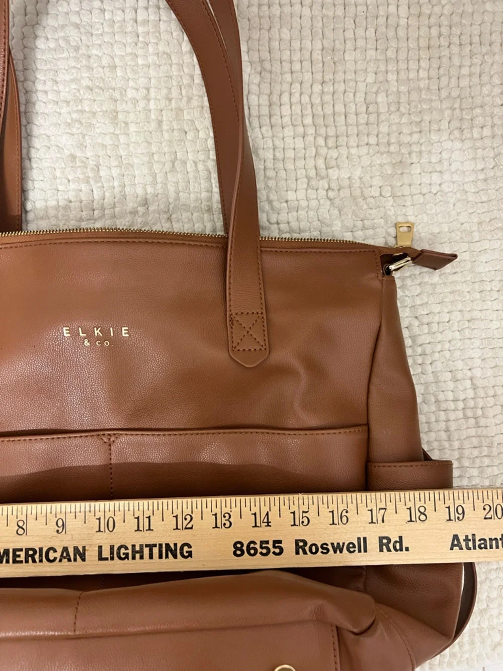 Elkie & Co Aberdeen Diaper Saddle Cognac Vegan Leather Convertible Backpack Tote